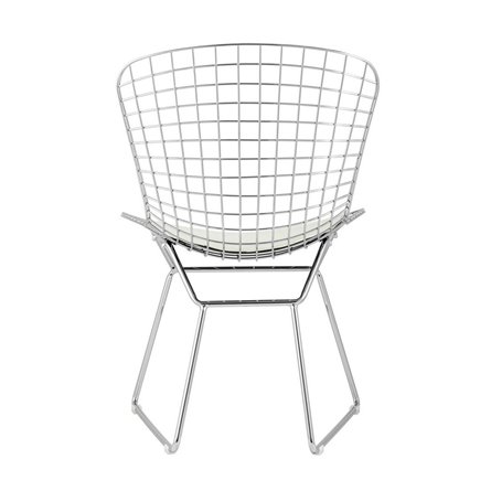 обеденный Bertoia хромированный металл с белой подушкой из экокожи