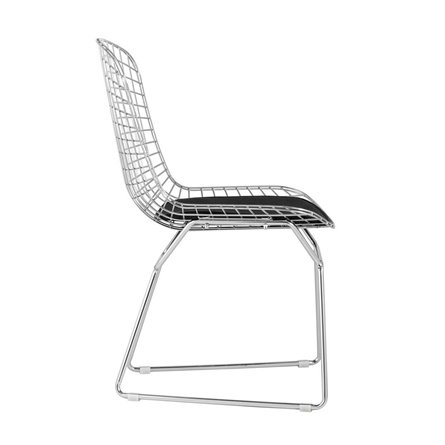 обеденный Bertoia хромированный металл с черной подушкой из экокожи