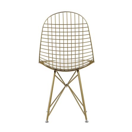 обеденный Eiffel из металла цвет золото с белой подушкой из экокожи