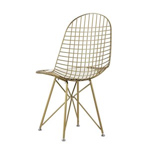 обеденный Eiffel из металла цвет золото с белой подушкой из экокожи
