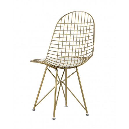 обеденный Eiffel из металла цвет золото с белой подушкой из экокожи