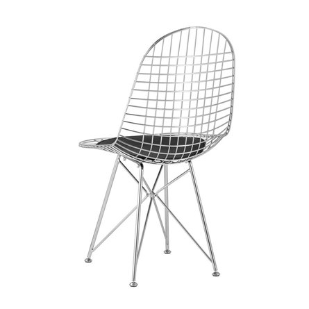 обеденный Eiffel из хромированного металла с черной подушкой из экокожи