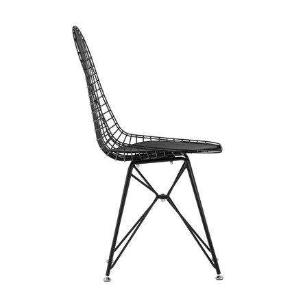 обеденный Eiffel из металла цвет черный с подушкой из черной экокожи