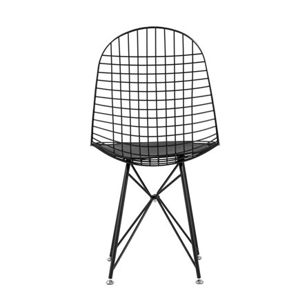 обеденный Eiffel из металла цвет черный с подушкой из черной экокожи