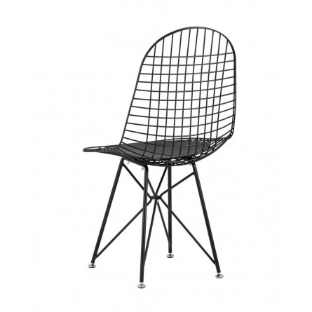 обеденный Eiffel из металла цвет черный с подушкой из черной экокожи