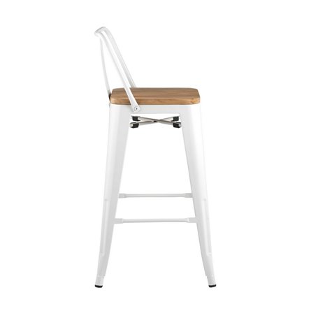 Tolix со спинкой белый, металл, дерево