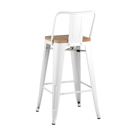 Tolix со спинкой белый, металл, дерево