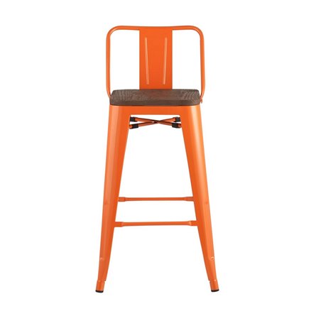 Tolix Wood со спинкой оранжевый глянцевый деревянное сиденье