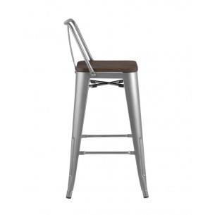 Tolix WOOD со спинкой серебристый матовый, металл с порошковым покрытием