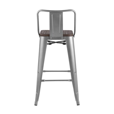 Tolix WOOD со спинкой серебристый матовый, металл с порошковым покрытием