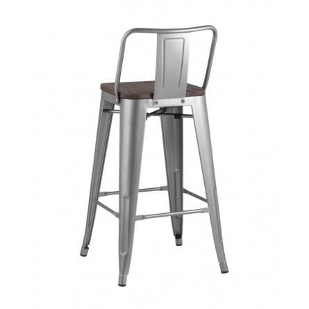 Tolix WOOD со спинкой серебристый матовый, металл с порошковым покрытием