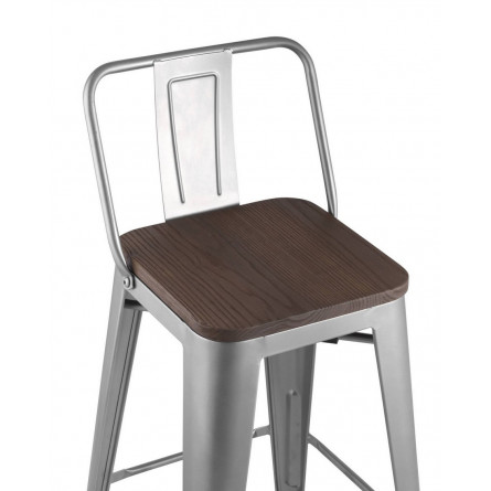 Tolix WOOD со спинкой серебристый матовый, металл с порошковым покрытием