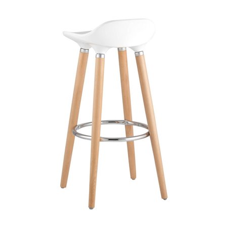Модерн БЕЛЫЙ, сиденье из ABS, деревянный каркас, хромированная подставка