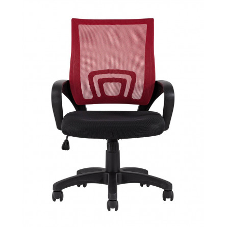 TopChairs Simple офисное красное в обивке из текстиля с сеткой, механизм качания Top Gun