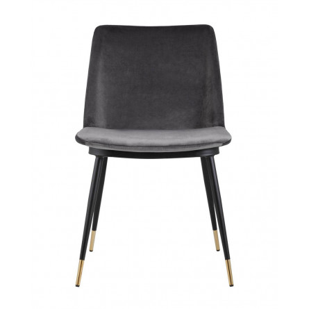 Мелисса велюр цвет темно-серый ножки металл с золотым декором