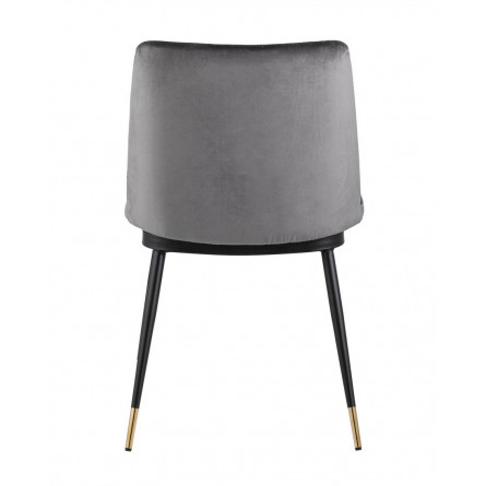 Мелисса велюр цвет темно-серый ножки металл с золотым декором