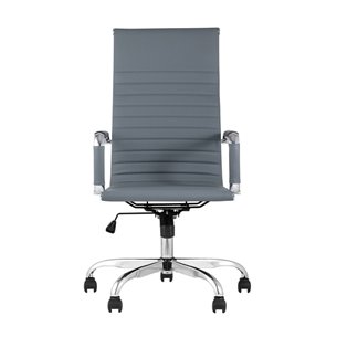 City офисное с подлокотниками серое экокожа хром наклон, качание