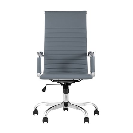 City офисное с подлокотниками серое экокожа хром наклон, качание