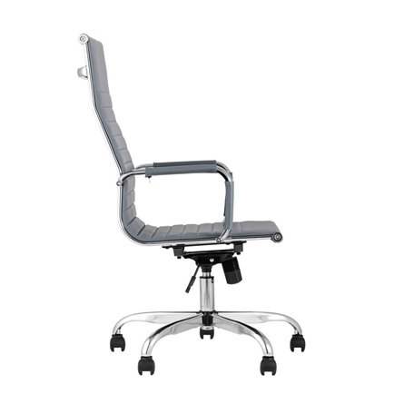 City офисное с подлокотниками серое экокожа хром наклон, качание