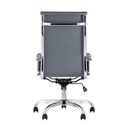 City офисное с подлокотниками серое экокожа хром наклон, качание