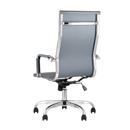 City офисное с подлокотниками серое экокожа хром наклон, качание