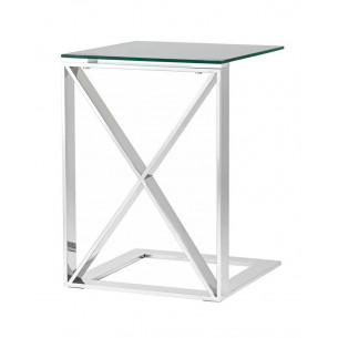 40*40 КРОСС серебро каркас нержавеющая сталь столешница закаленное стекло