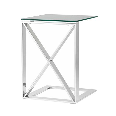 40*40 КРОСС серебро каркас нержавеющая сталь столешница закаленное стекло