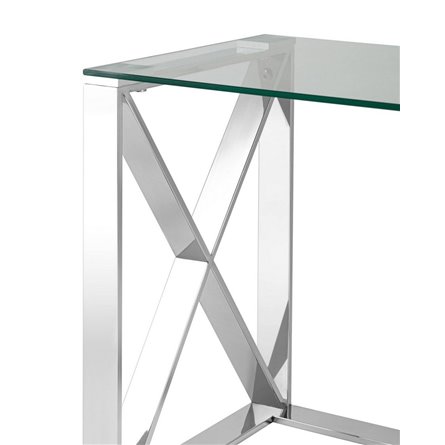 40*40 КРОСС серебро каркас нержавеющая сталь столешница закаленное стекло