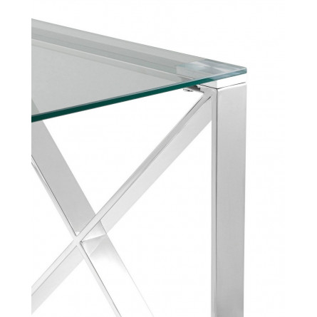 55*55 КРОСС серебро каркас нержавеющая сталь столешница закаленное стекло