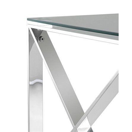 55*55 КРОСС серебро каркас нержавеющая сталь столешница закаленное стекло