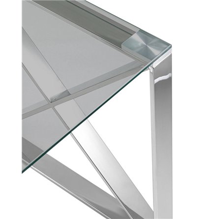 55*55 КРОСС серебро каркас нержавеющая сталь столешница закаленное стекло