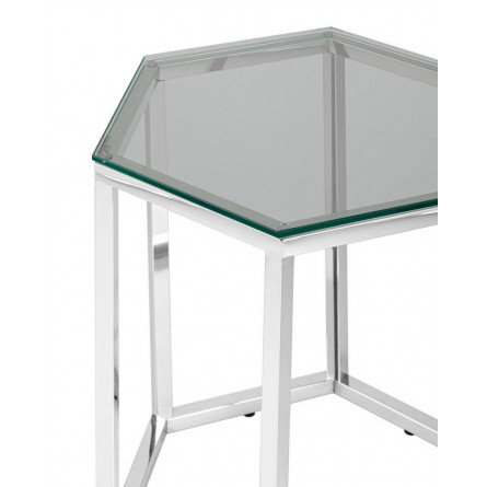 ГЕКС серебро каркас нержавеющая сталь столешница закаленное стекло