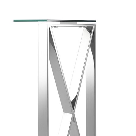 КРОСС 115*30 серебро каркас нержавеющая сталь столешница закаленное стекло