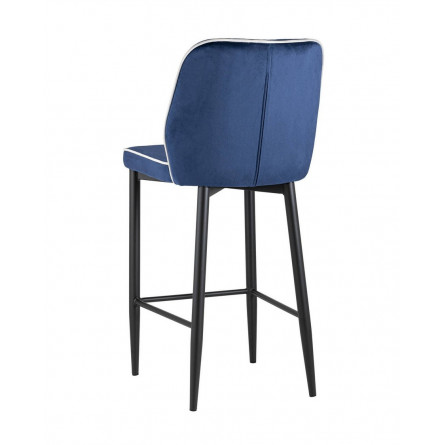 Лоренс синий обивка велюр ножки металл черный с подножкой