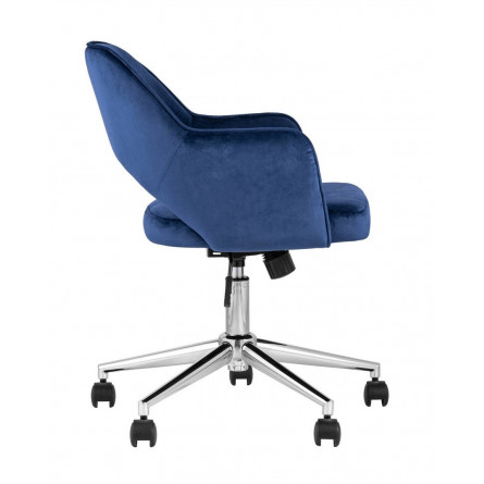 Кларк синий обивка велюр крестовина хромированный металл