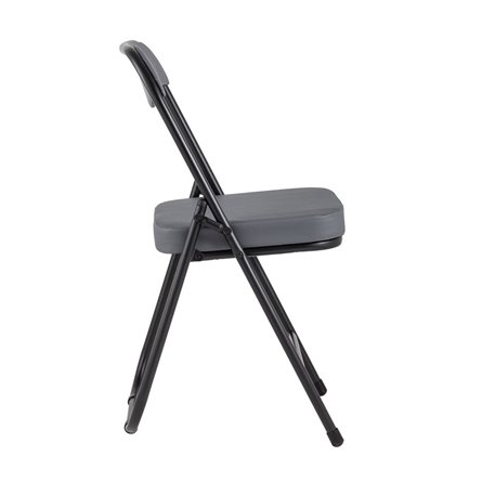 Джон на металлическом каркасе черного цвета в обивке из серой экокожи