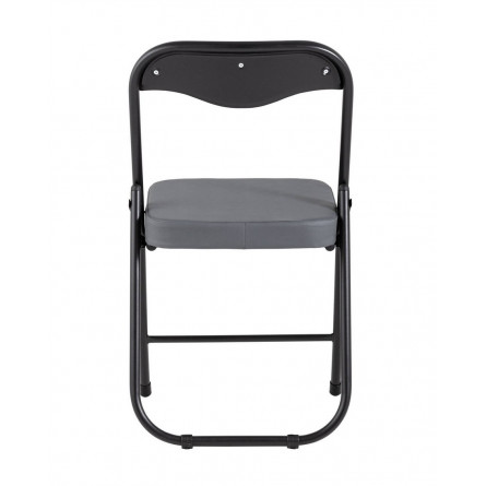 Джон на металлическом каркасе черного цвета в обивке из серой экокожи