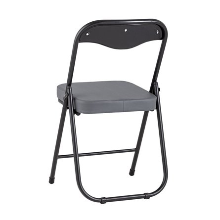 Джон на металлическом каркасе черного цвета в обивке из серой экокожи