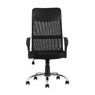 TopChairs Benefit офисное черное, обивка из сочетания экокожи, сетки и текстиля, механизм качани