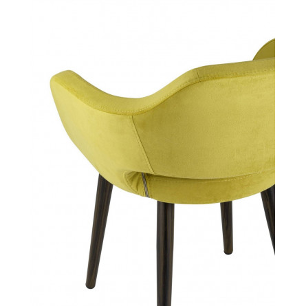 с подлокотниками Саймон велюр золотистый ножки металл под дерево