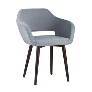 с подлокотниками Саймон велюр серый ножки металл под дерево