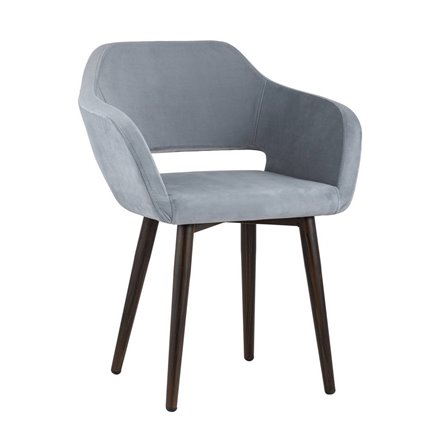 с подлокотниками Саймон велюр серый ножки металл под дерево