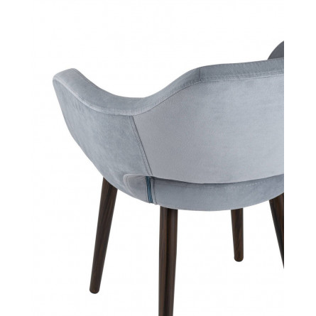 с подлокотниками Саймон велюр серый ножки металл под дерево