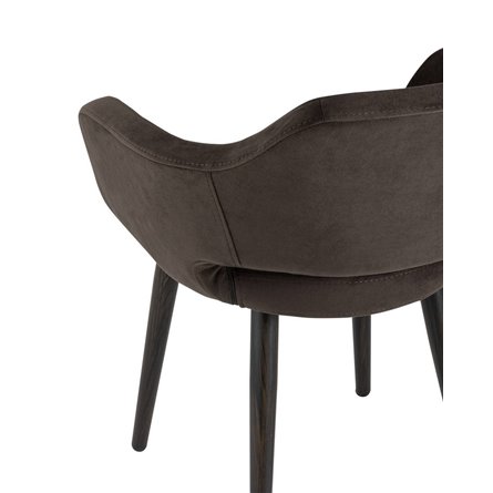 с подлокотниками Саймон велюр темно-коричневый ножки металл под дерево