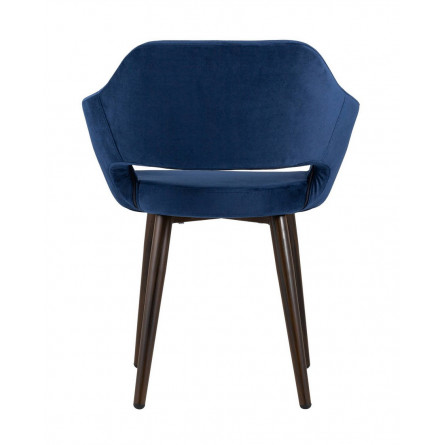 с подлокотниками Саймон велюр темно-синий ножки металл под дерево