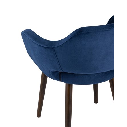 с подлокотниками Саймон велюр темно-синий ножки металл под дерево