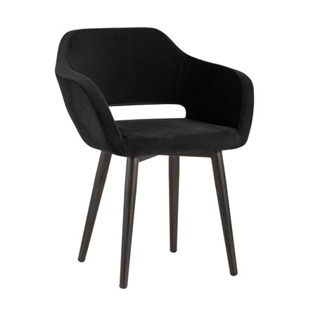 с подлокотниками Саймон велюр черный ножки металл под дерево