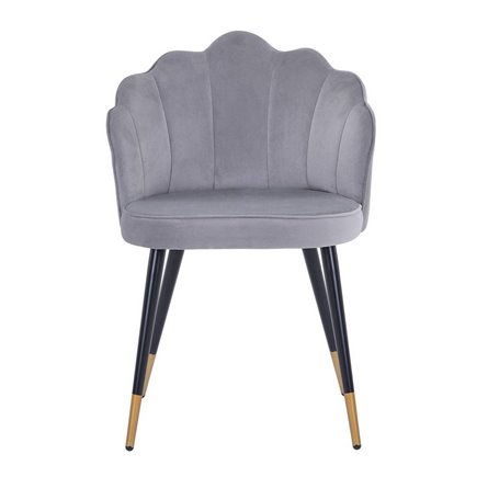 Камилла велюр серый ножки металл черные с золотым декором