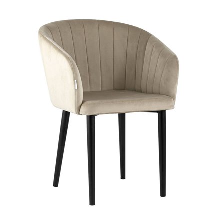 с подлокотниками Нейтон обивка велюр бежевый ножки металл черные