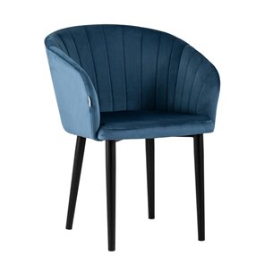 с подлокотниками Нейтон обивка велюр пыльно-синий ножки металл черные